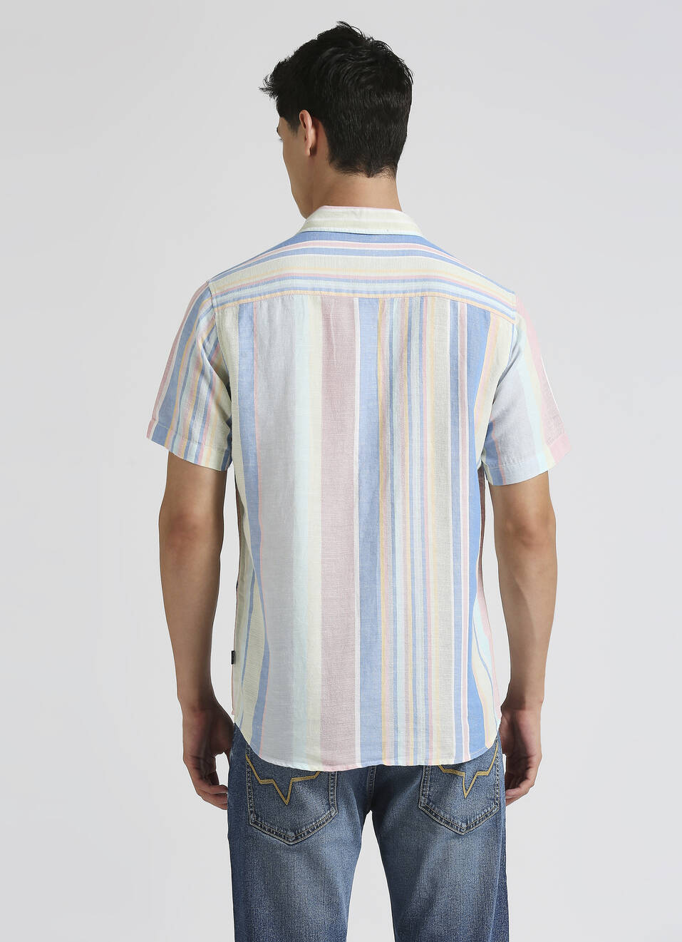 Green Stripes Linen Short Sleeve Shirt, , large image number 2