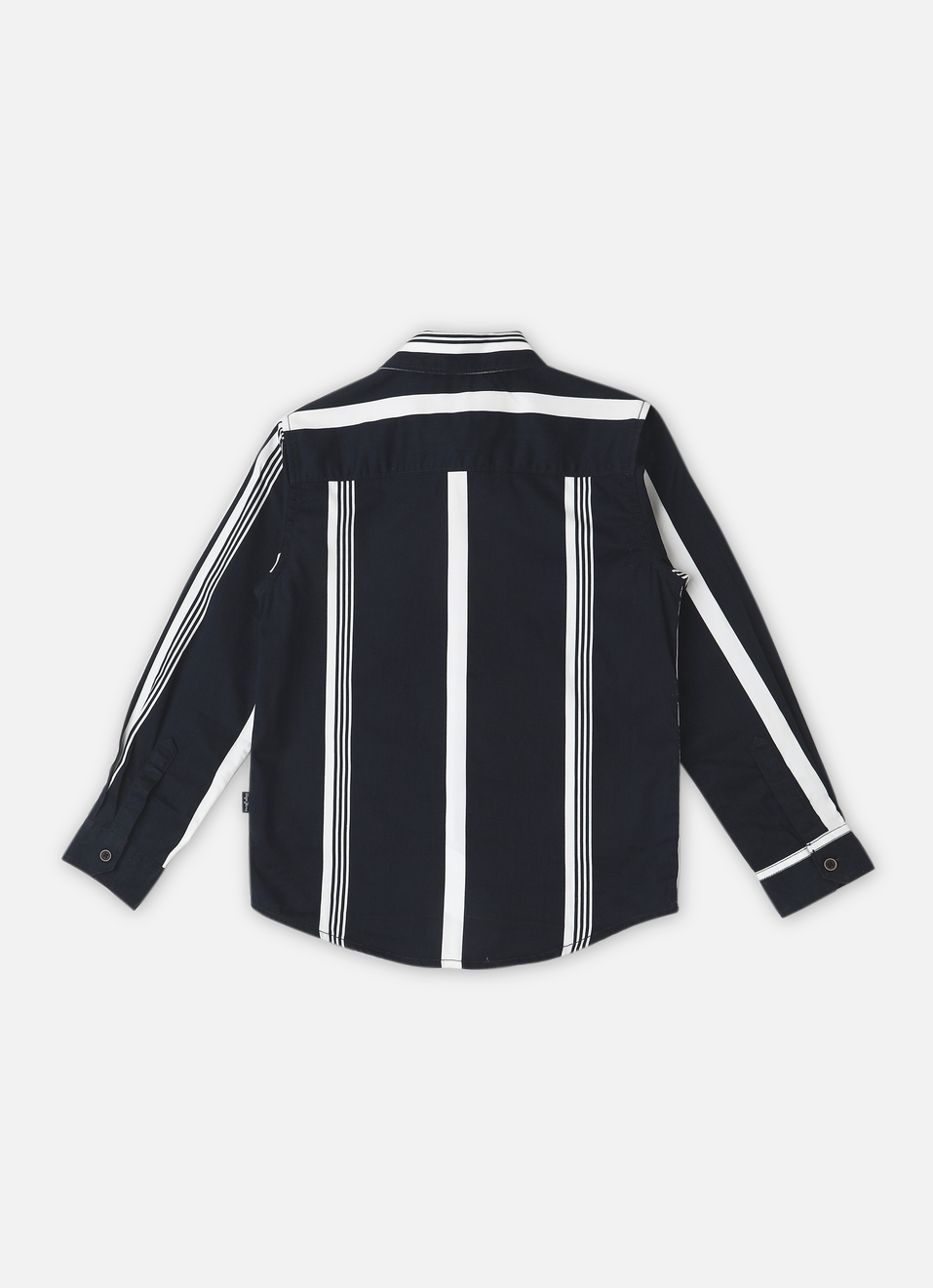 Boys Navy Twill Stripes Yarn Dyed Long Sleeve Shirt, , large image number 1