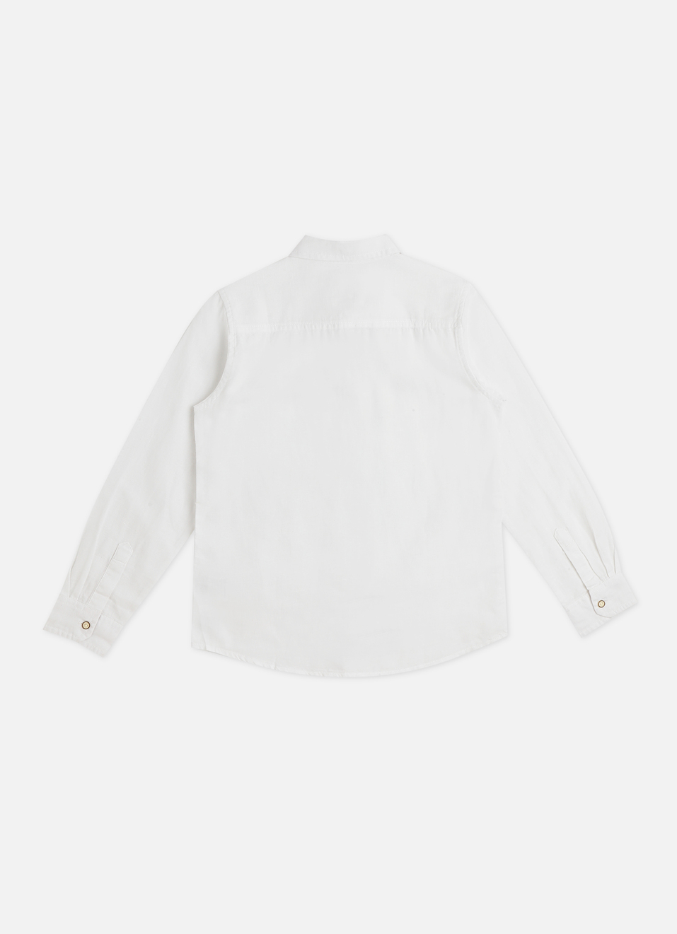 Boys White Solid Cotton Linen Slub Long Sleeve Shirt, , large image number 1