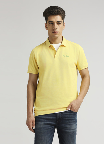 Yellow Premium Logo Print Short Sleeve Polo