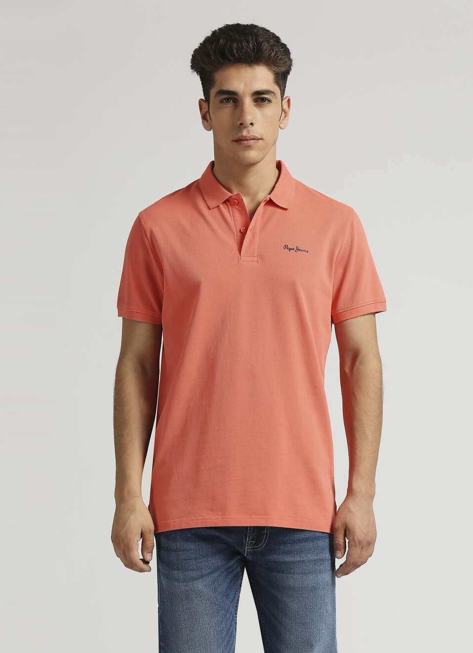 Coral Premium Logo Print Short Sleeve Polo, , large image number 1
