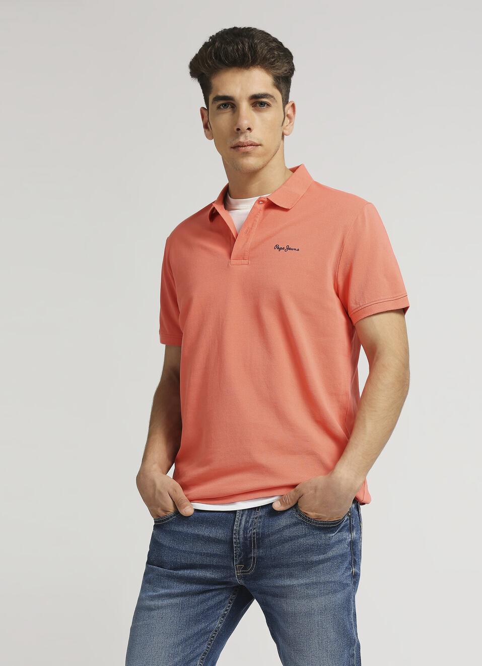 Coral Premium Logo Print Short Sleeve Polo, , large image number 0
