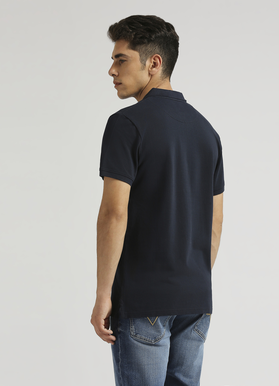 Navy Premium Logo Print Short Sleeve Polo, , large image number 2