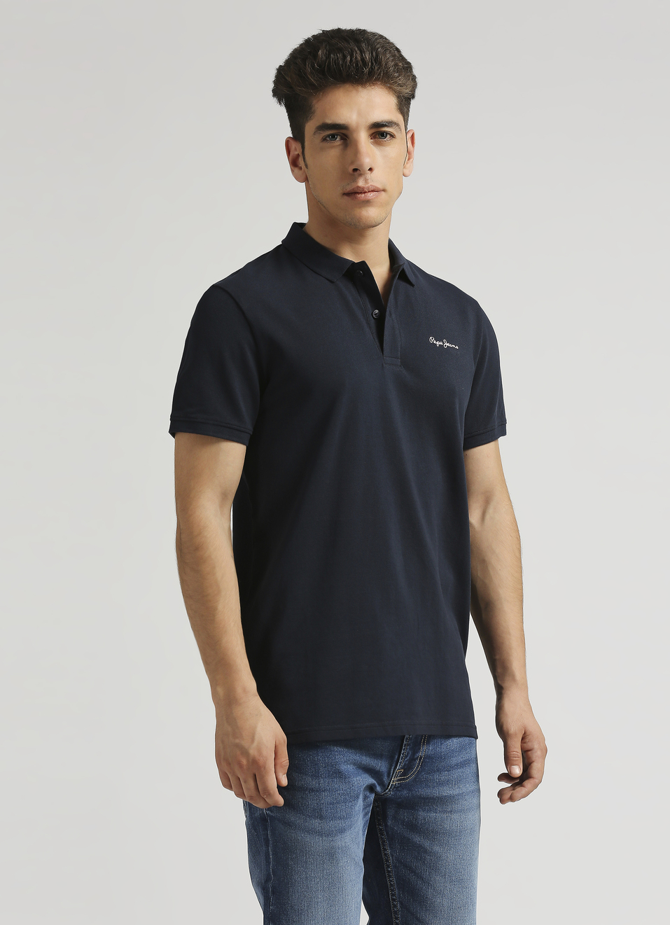 Navy Premium Logo Print Short Sleeve Polo, , large image number 3
