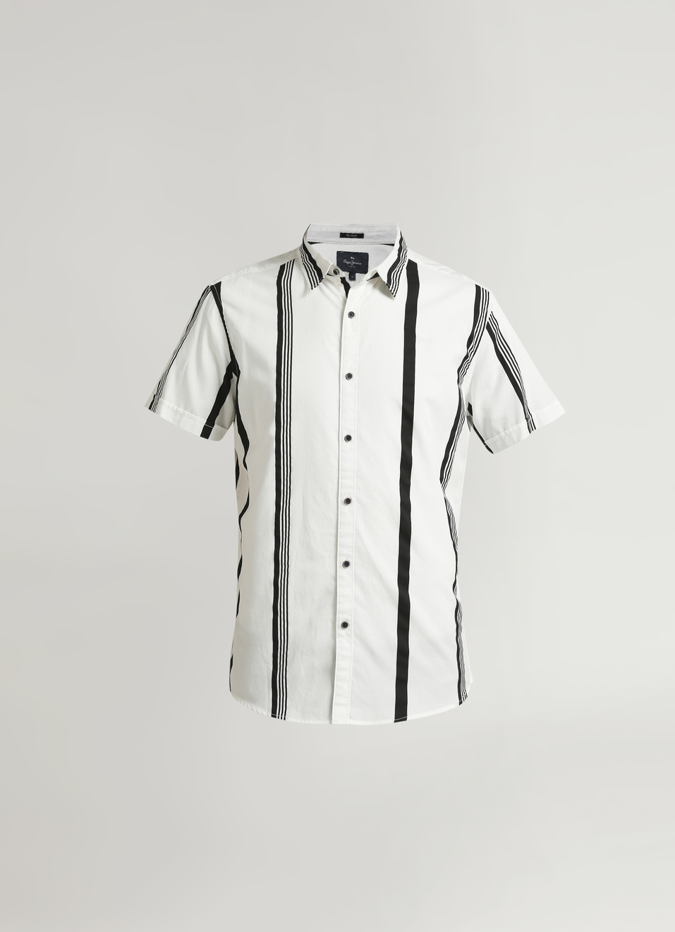 Navy Narrow Stripes Twill Short Sleeve Shirt, , large image number 6