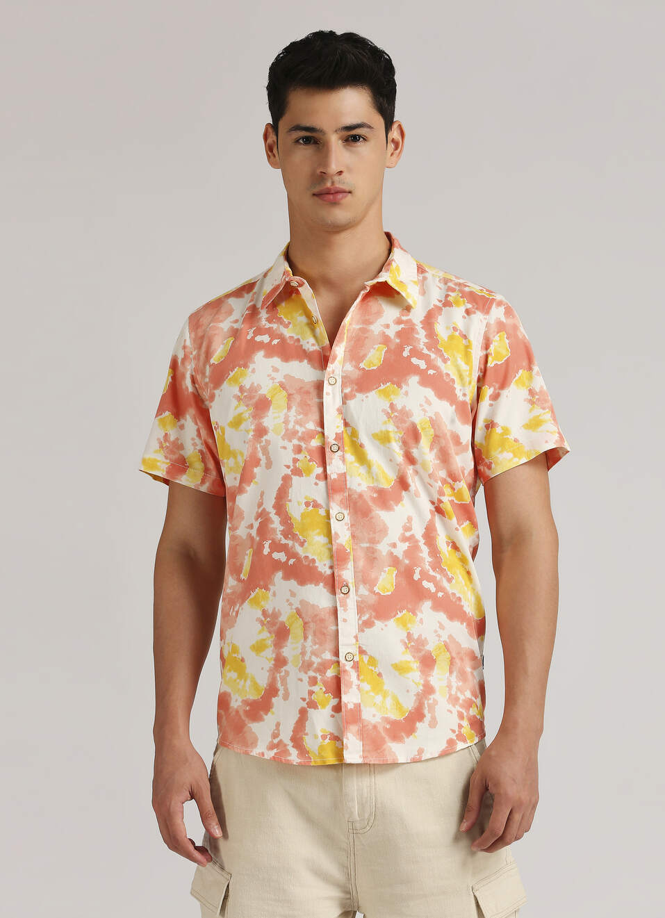 Orange All Over Print Short Sleeve Shirt, , large image number 1