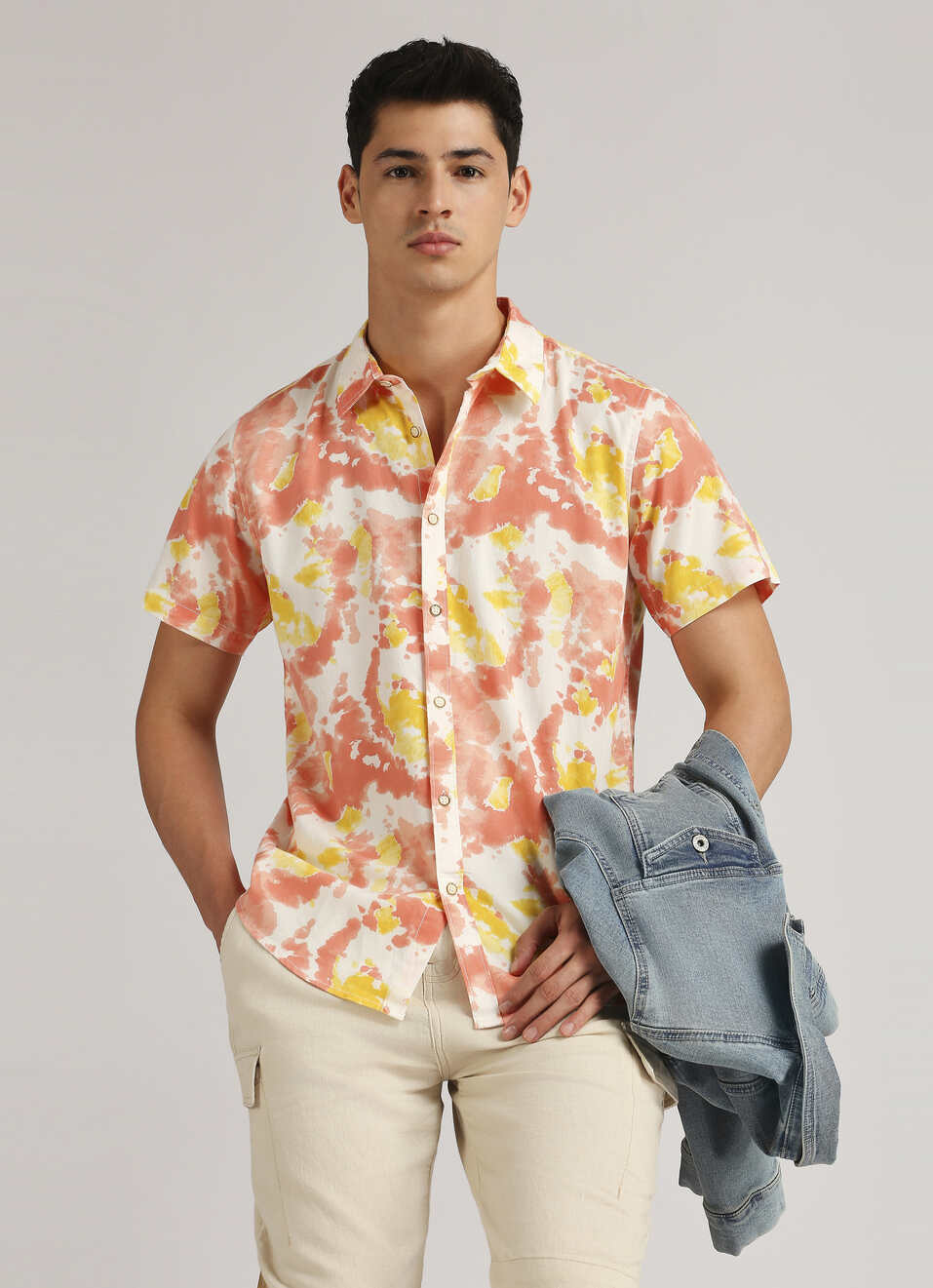 Orange All Over Print Short Sleeve Shirt, , large image number 0