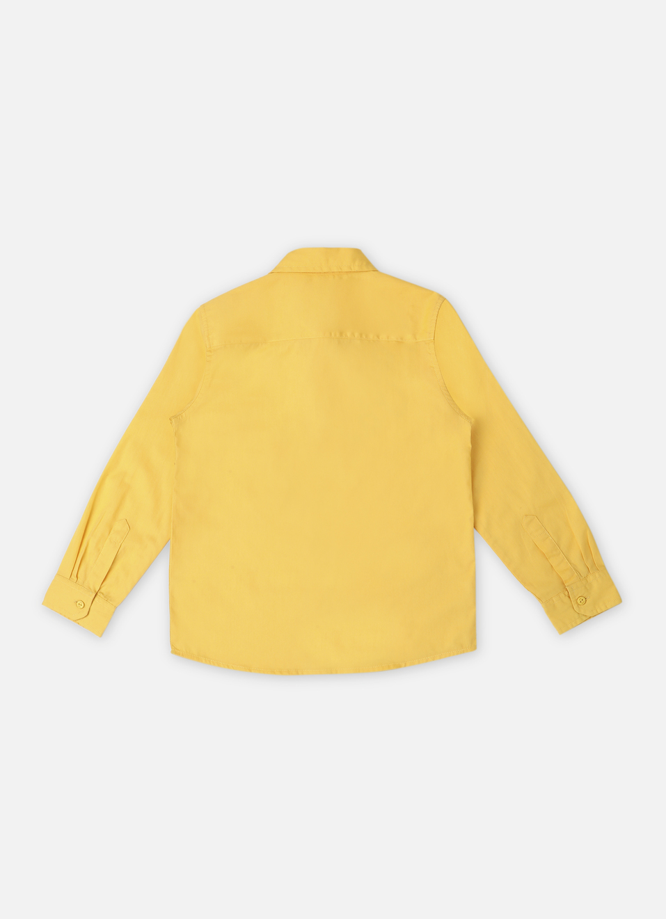 Boys Yellow Solid Brand Print Poplin Long Sleeve Shirt, , large image number 1