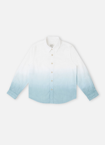 Boys Sky Blue Dip Dye Long Sleeve Shirt