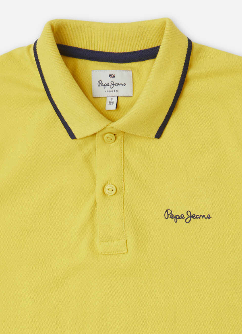 Boys Yellow Ribbed Collar Pique Polo, , large image number 2
