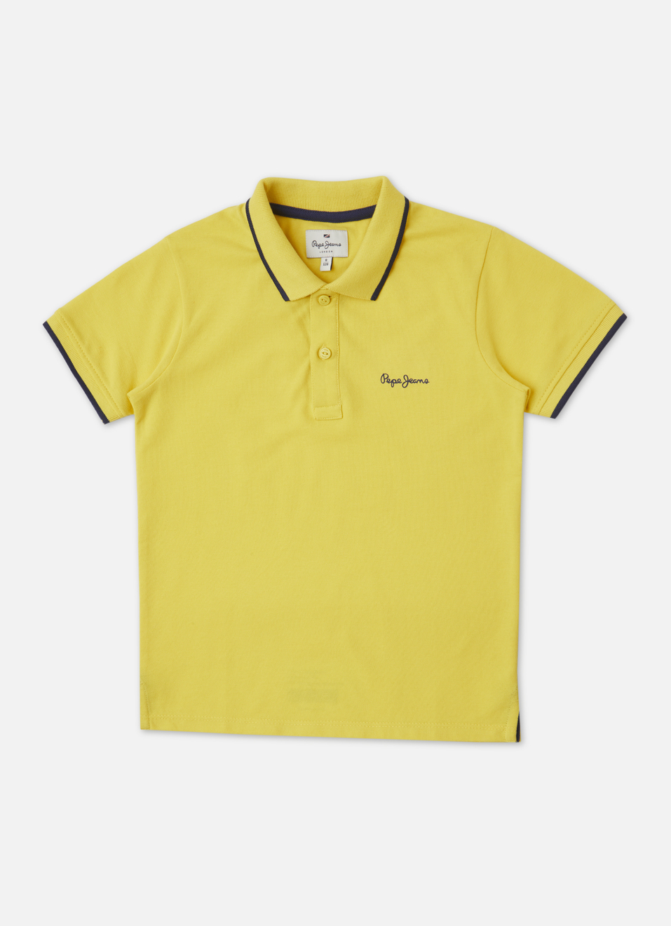 Boys Yellow Ribbed Collar Pique Polo, , large image number 0