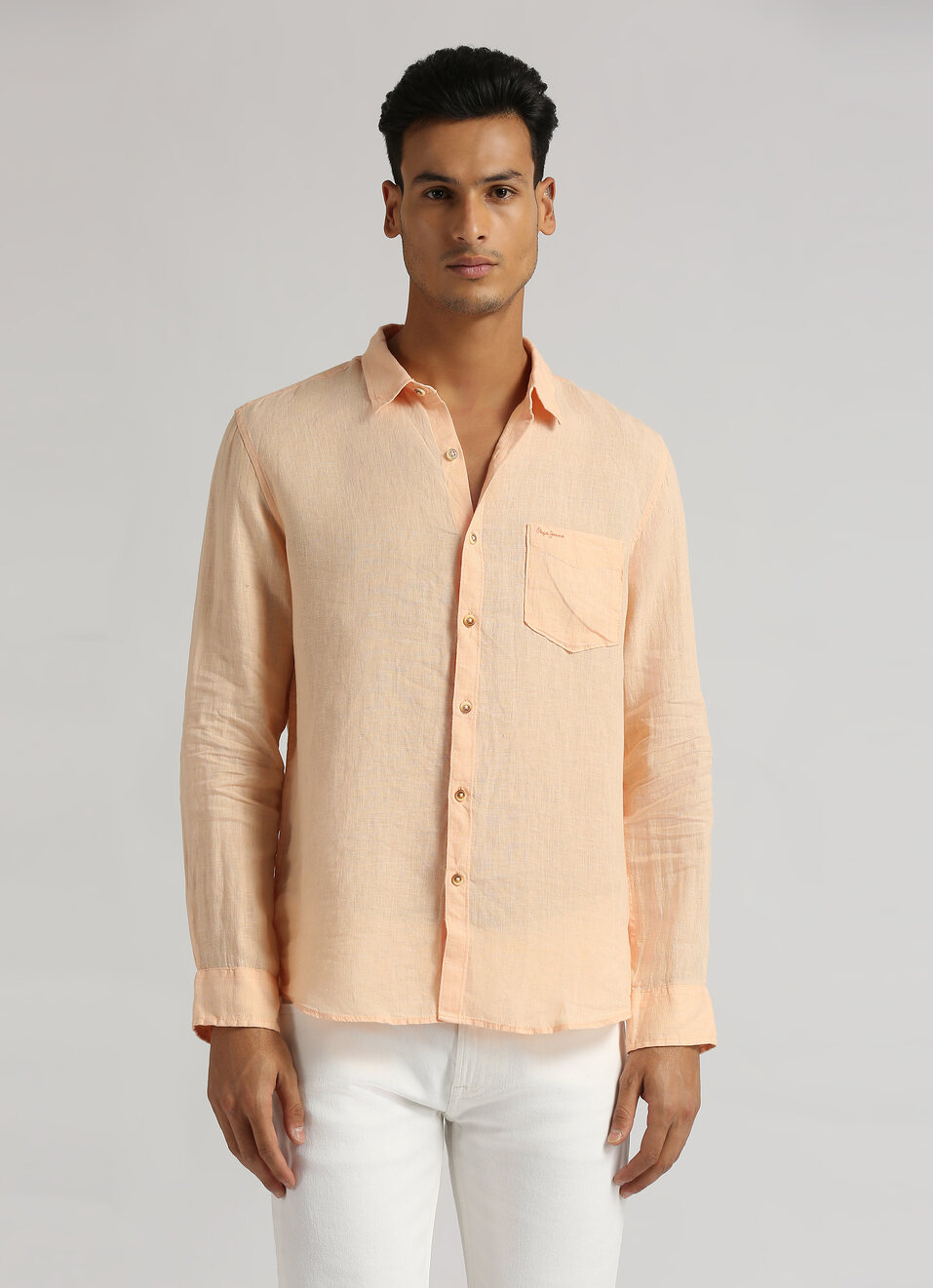 Peach Patch Pocket Full Sleeve Shirt, , large image number 1