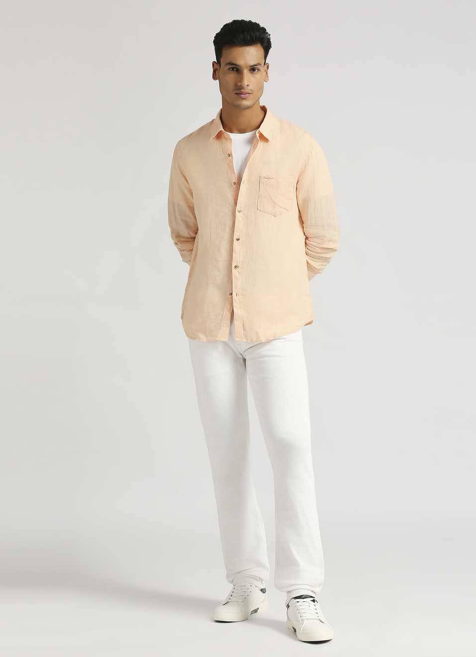 Peach Patch Pocket Full Sleeve Shirt, , large image number 5