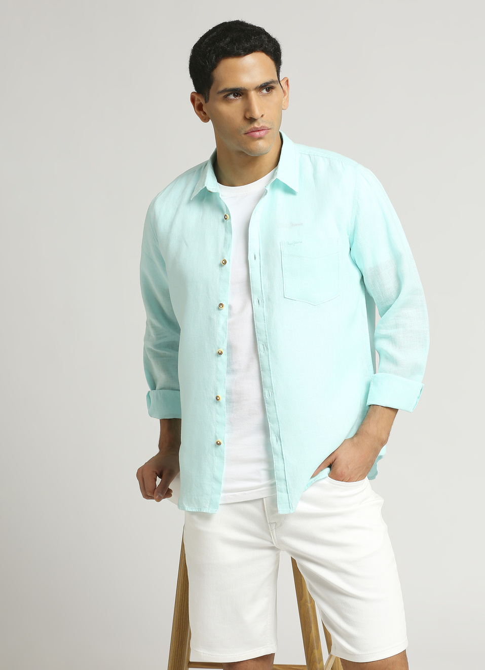 Blue Patch Pocket Full Sleeve Shirt, , large image number 0