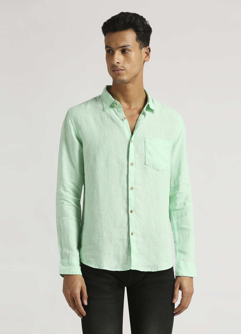 Moss Green Patch Pocket Full Sleeve Shirt, , large image number 1