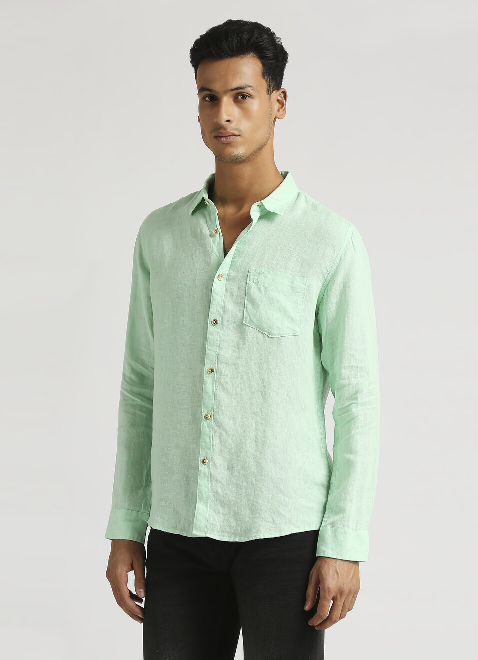 Moss Green Patch Pocket Full Sleeve Shirt, , large image number 3