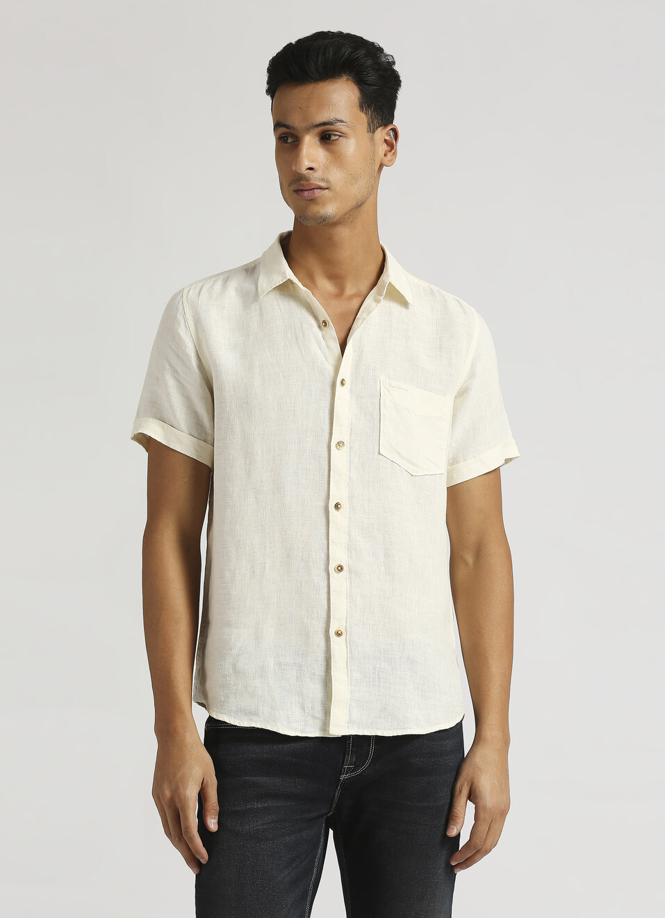 Off White Patch Pocket Short Sleeve Shirt, , large image number 1