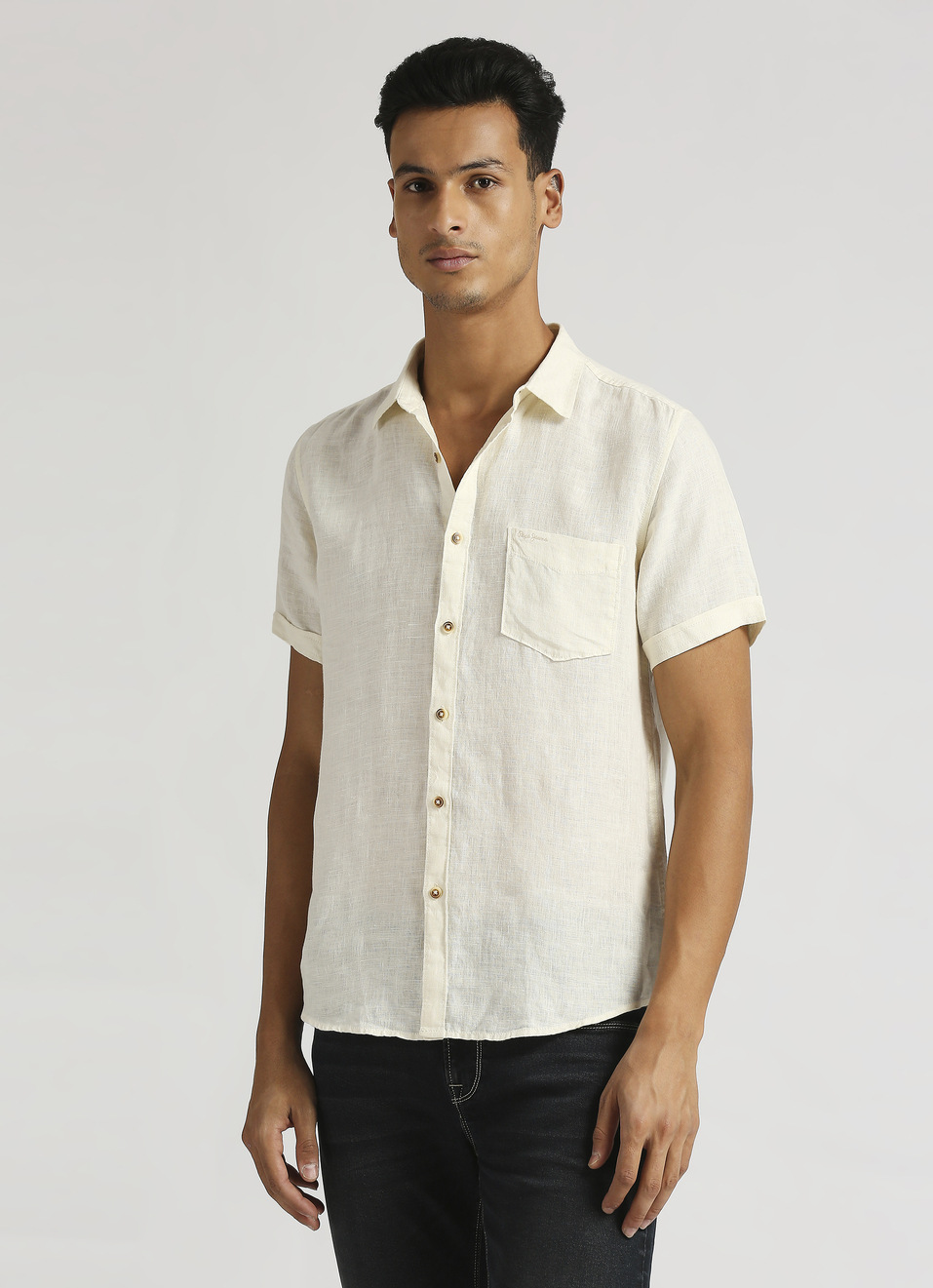 Off White Patch Pocket Short Sleeve Shirt, , large image number 3