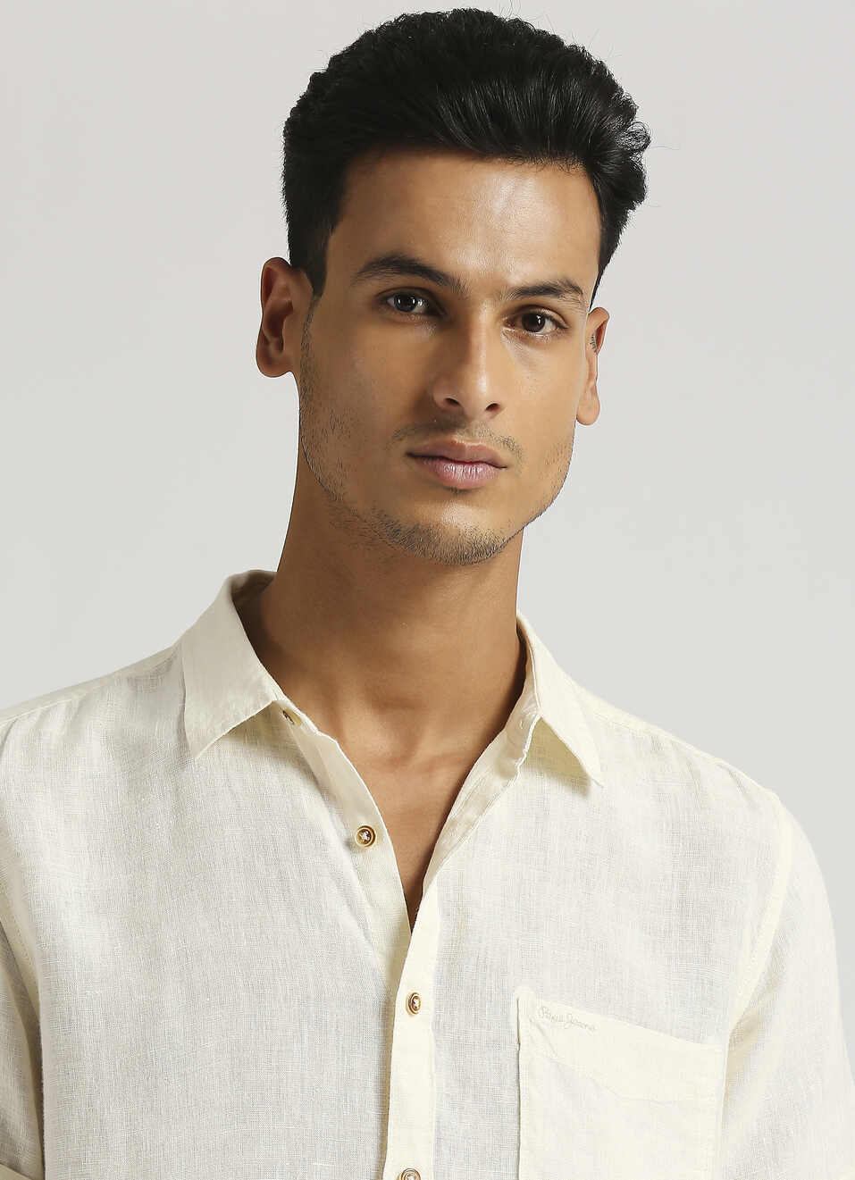 Off White Patch Pocket Short Sleeve Shirt, , large image number 4