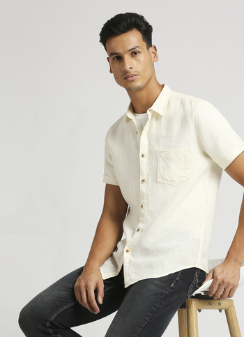 Off White Patch Pocket Short Sleeve Shirt