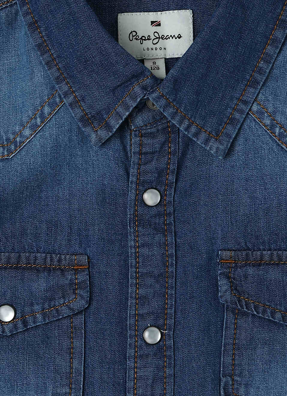 Boys Denim Double Pocket Long Sleeve Shirt, , large image number 2