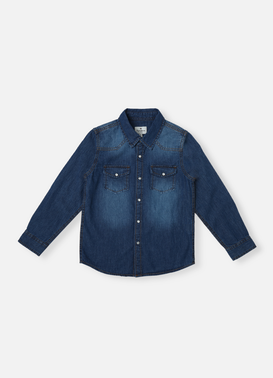 Boys Denim Double Pocket Long Sleeve Shirt, , large image number 0