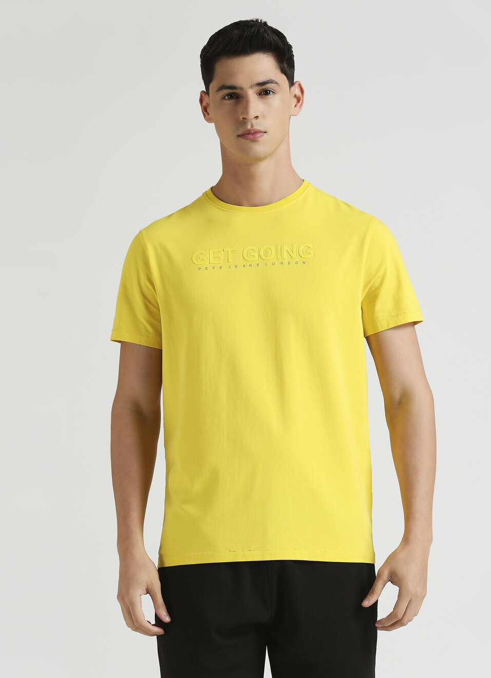 Men Yellow Crew Neck Stretchable T-shirt, , large image number 1