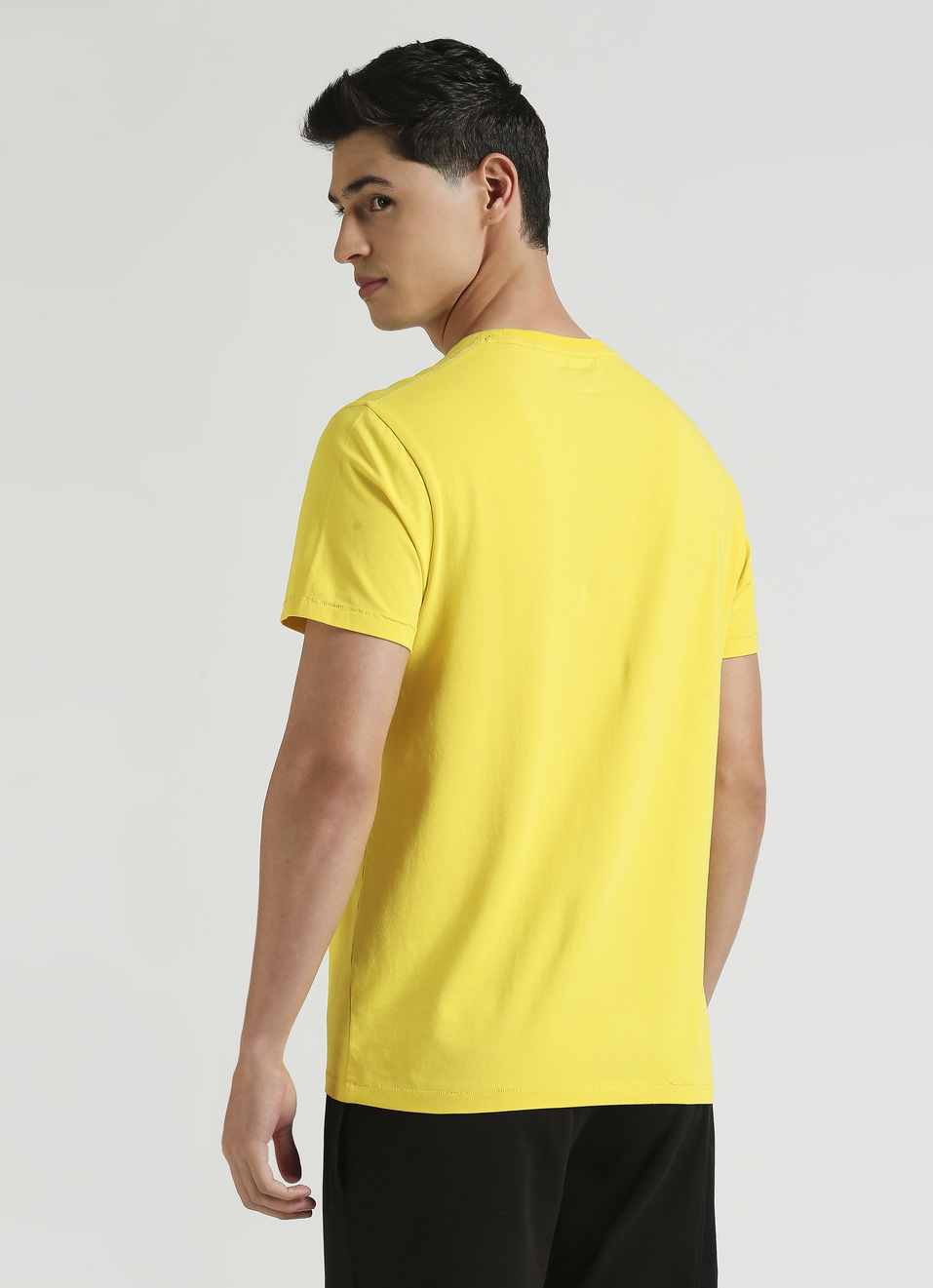 Men Yellow Crew Neck Stretchable T-shirt, , large image number 2