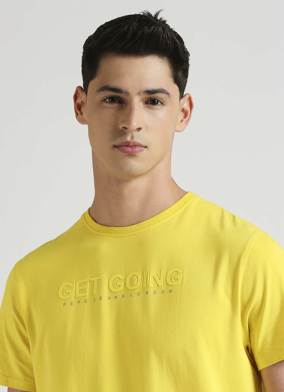 Men Yellow Crew Neck Stretchable T-shirt, , large image number 4