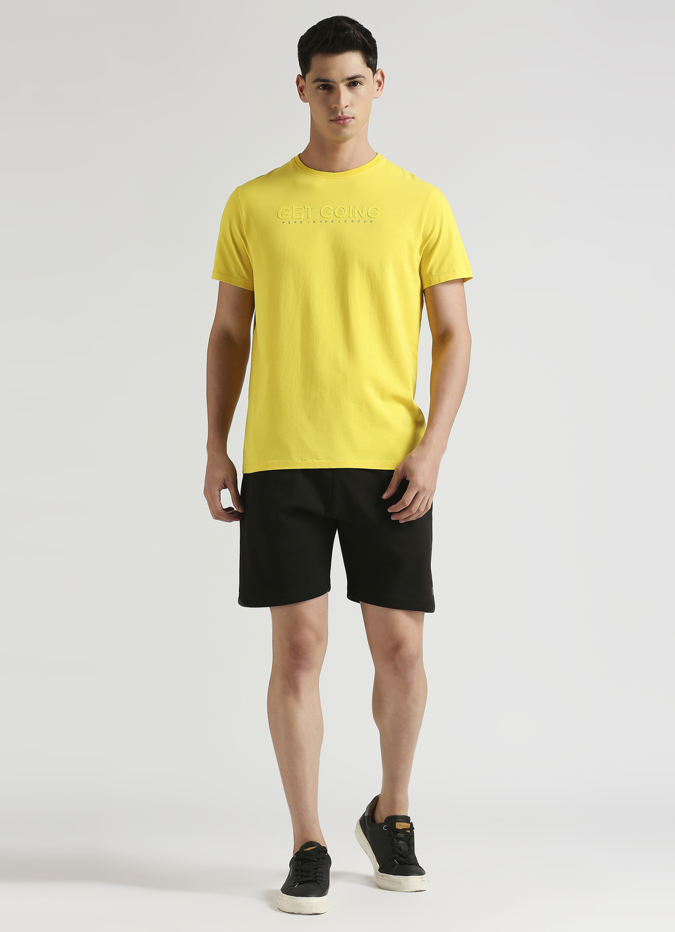 Men Yellow Crew Neck Stretchable T-shirt, , large image number 5