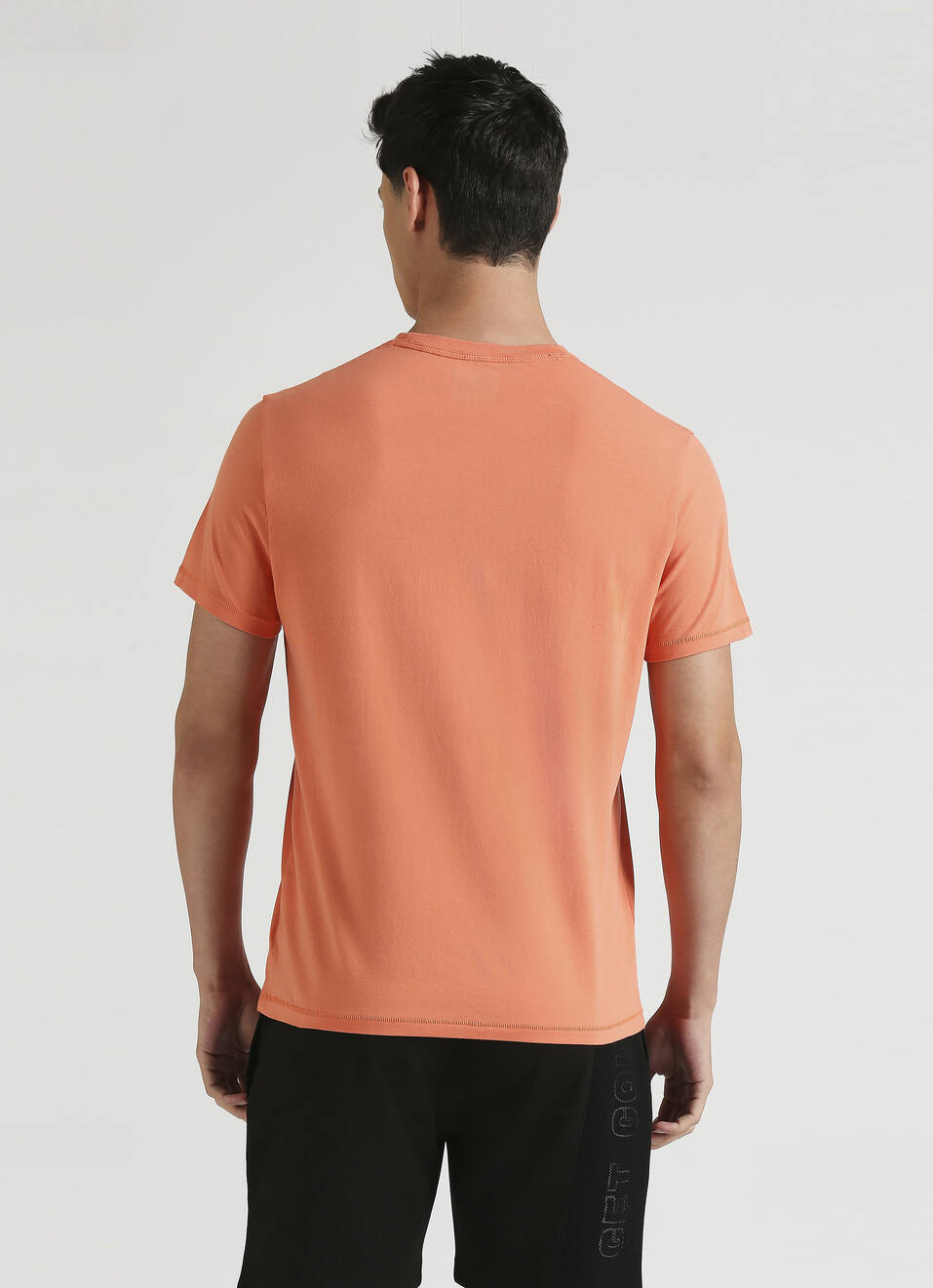 Men Orange Crew Neck Stretchable T-shirt, , large image number 2