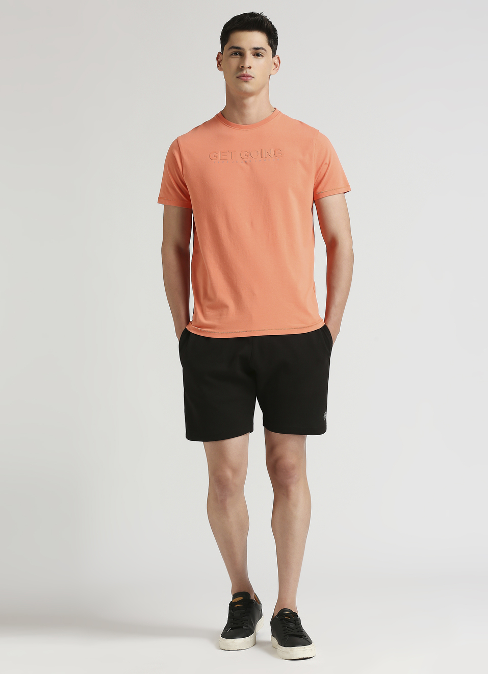 Men Orange Crew Neck Stretchable T-shirt, , large image number 5