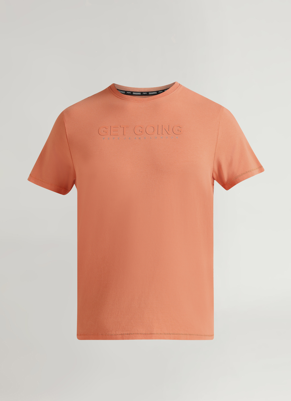 Men Orange Crew Neck Stretchable T-shirt, , large image number 6