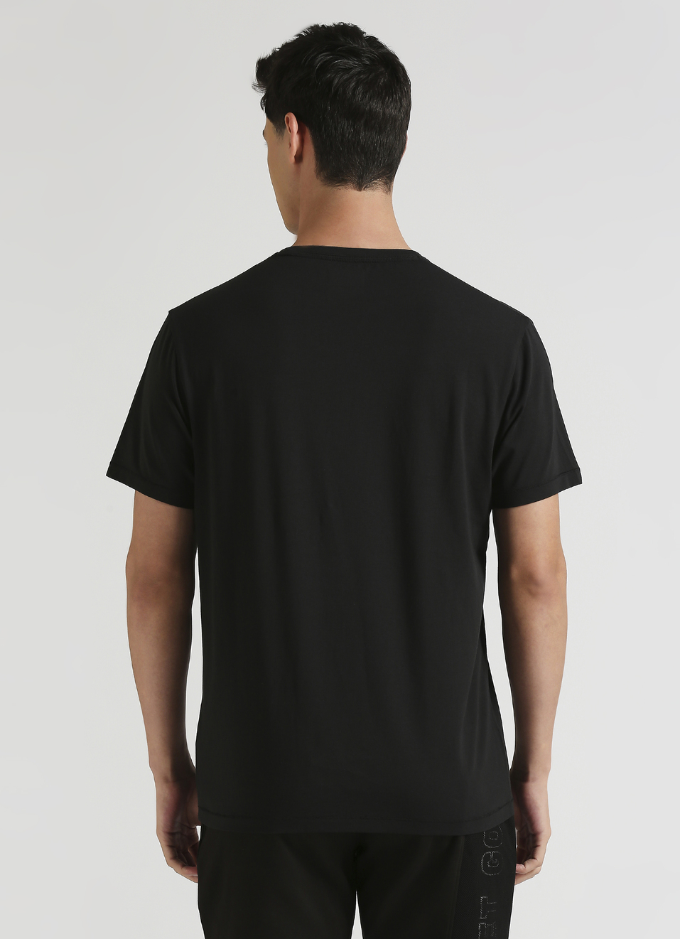 Men Black Crew Neck Stretchable T-shirt, , large image number 2