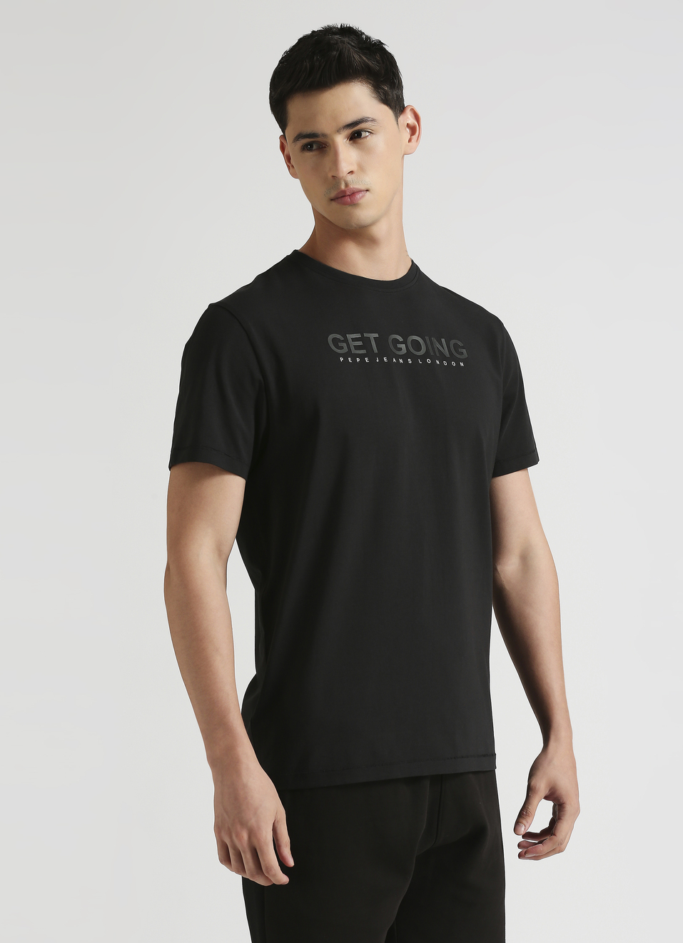 Men Black Crew Neck Stretchable T-shirt, , large image number 3