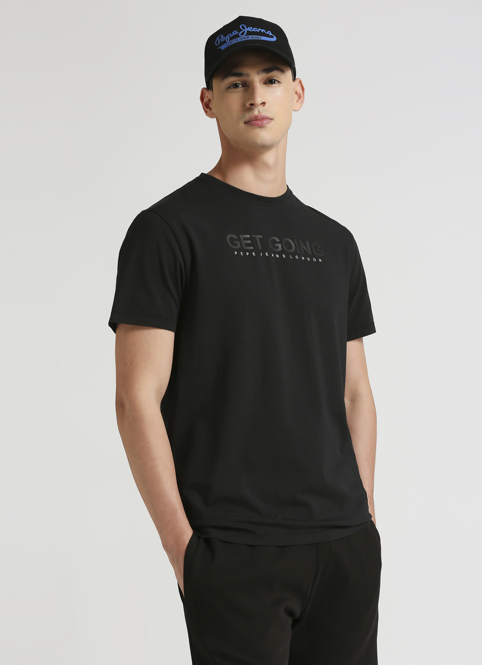 Men Black Crew Neck Stretchable T-shirt, , large image number 0