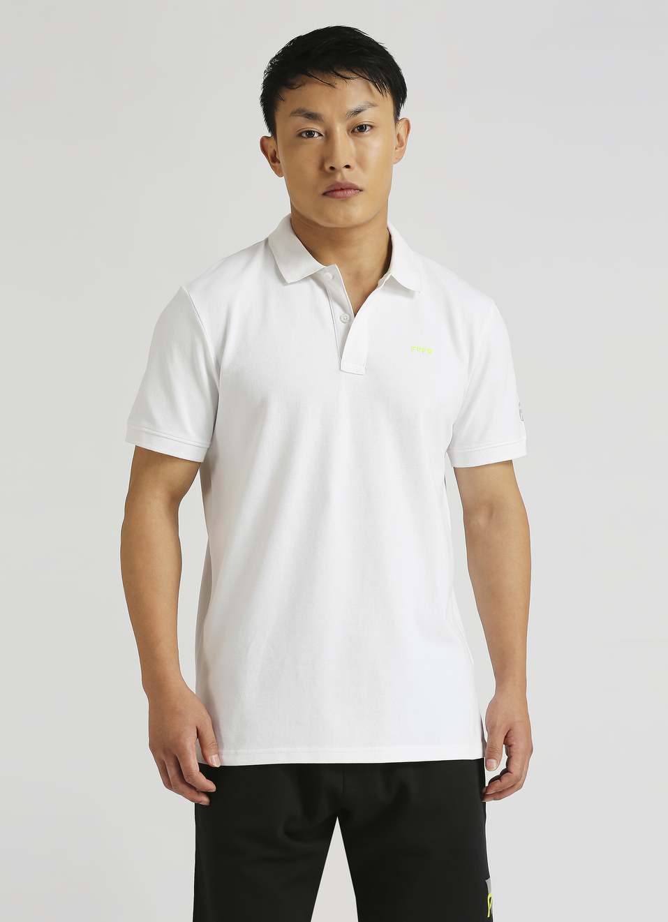 White Brand Print Short Sleeve Polo, , large image number 1