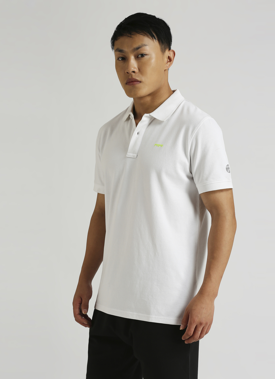 White Brand Print Short Sleeve Polo, , large image number 3