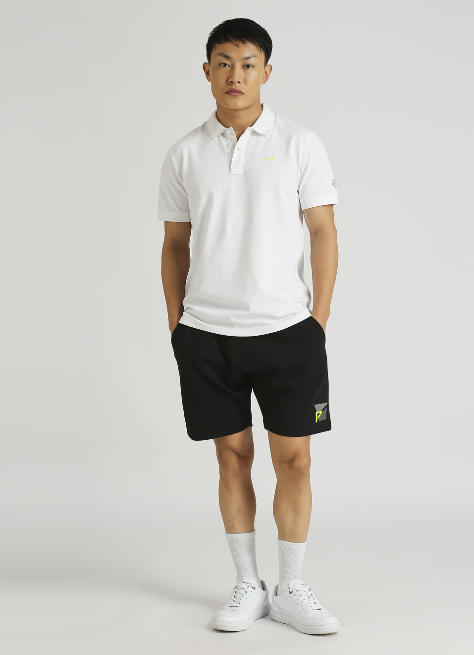 White Brand Print Short Sleeve Polo, , large image number 5