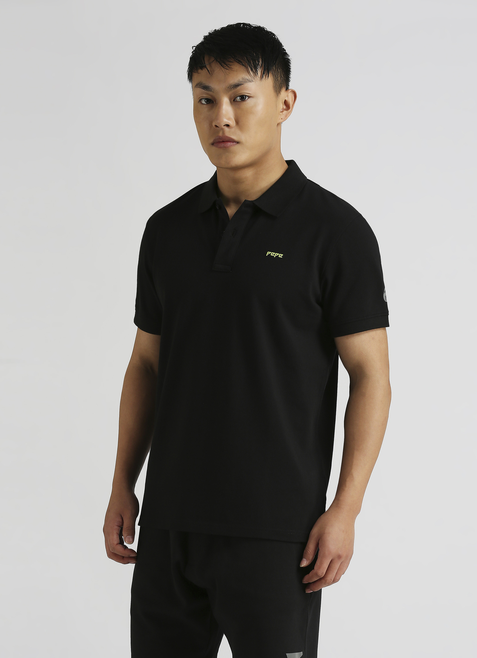 Black Brand Print Short Sleeve Polo, , large image number 3