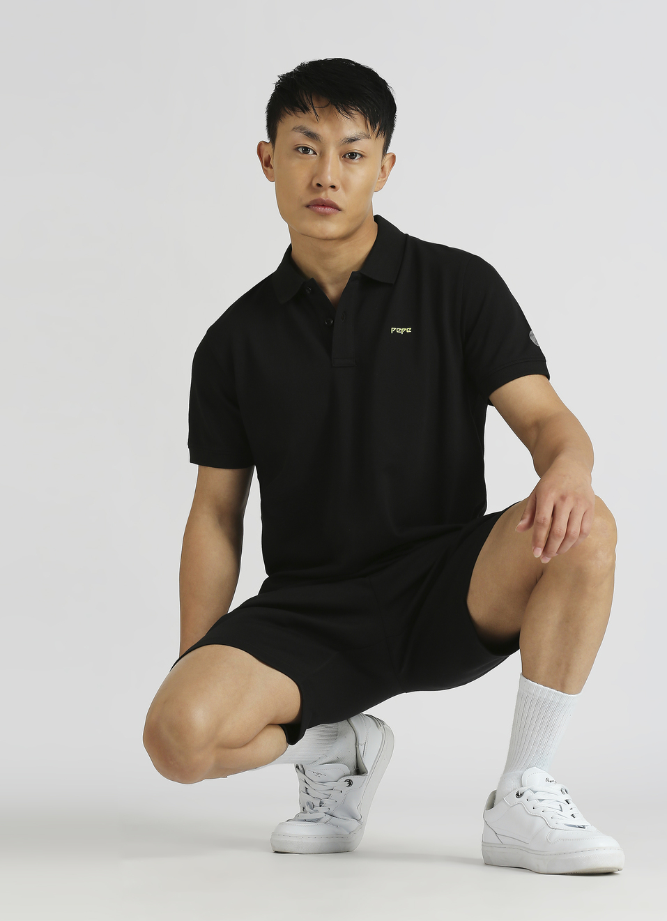 Black Brand Print Short Sleeve Polo, , large image number 5