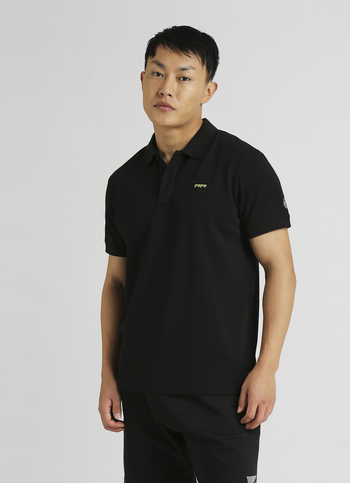 Black Brand Print Short Sleeve Polo