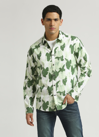 Green All Over Printed Long Sleeve Shirt