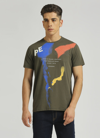 Green Graphic Splatter Print Short Sleeve T-shirt