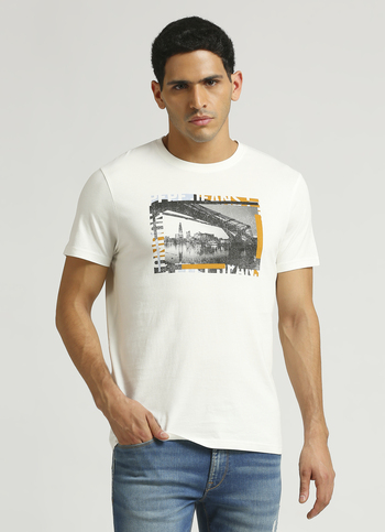White Photographic Print Short Sleeve T-shirt
