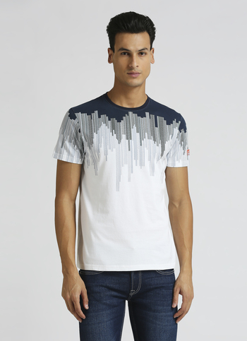 White Abstract Print Short Sleeve T-shirt