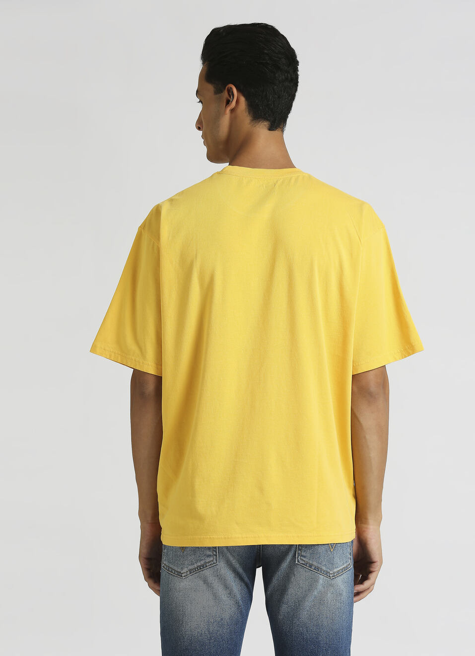 Yellow Solid Brand Carrier Oversized T-shirt, , large image number 1