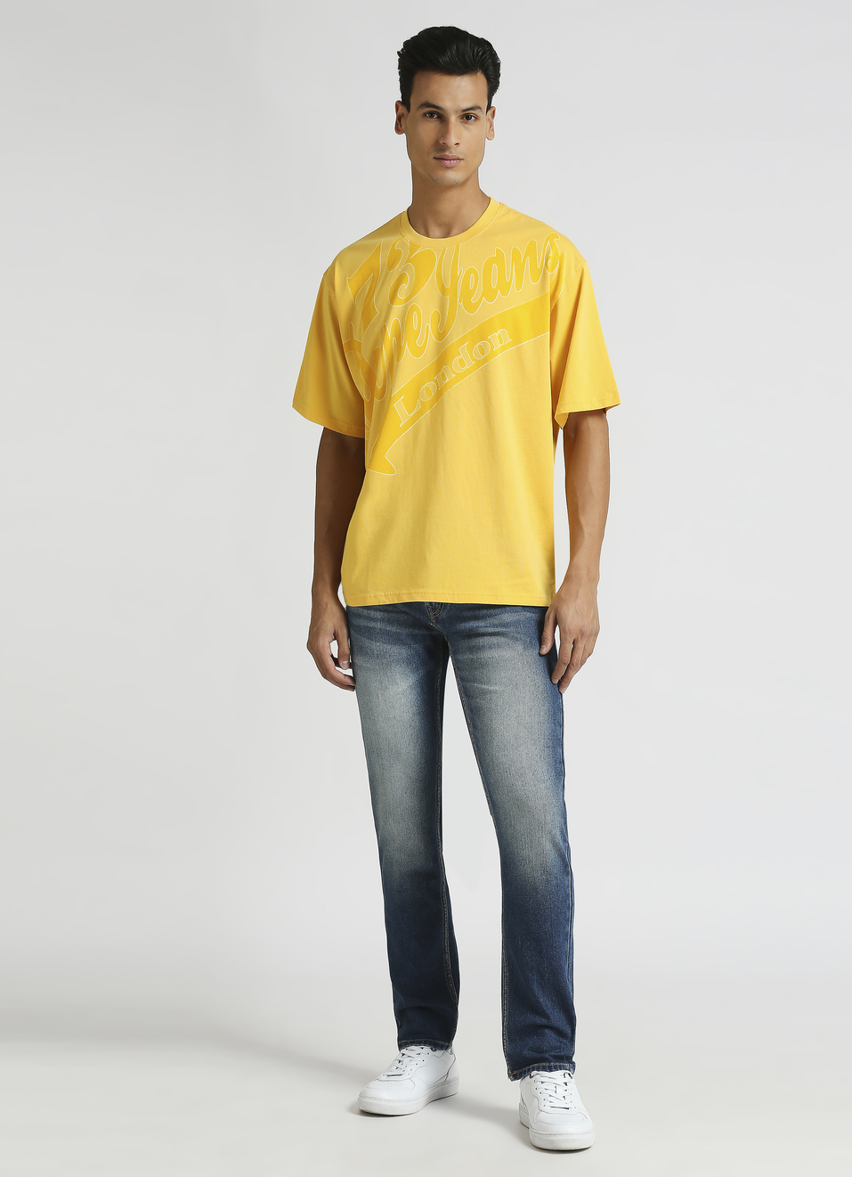 Yellow Solid Brand Carrier Oversized T-shirt, , large image number 3