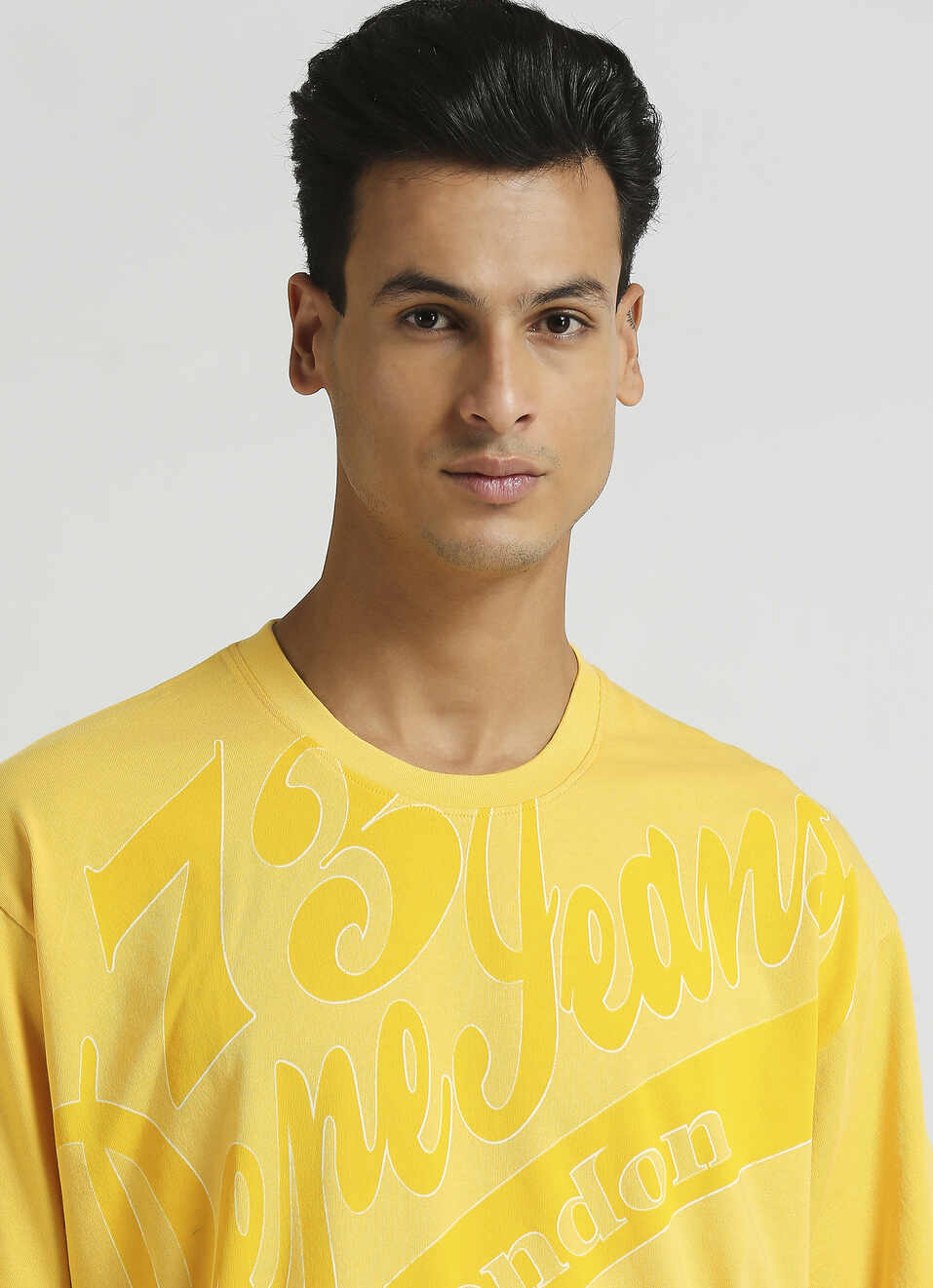 Yellow Solid Brand Carrier Oversized T-shirt, , large image number 4