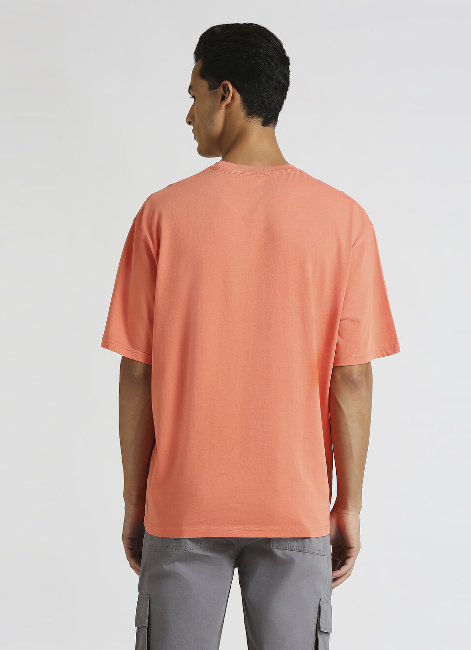 Peach Solid Brand Carrier Oversized T-shirt, , large image number 1